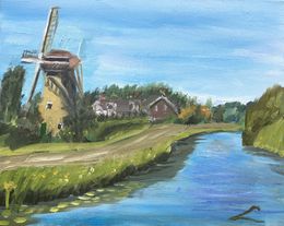 Gemälde, Windmill in Maasland, Elena Sokolova