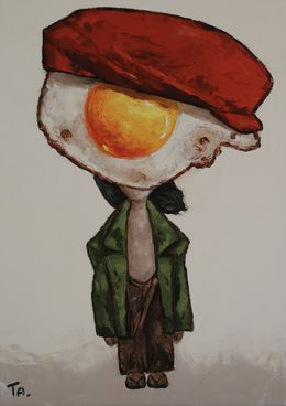 Painting, Egg boy in red cap, Ta Byrne