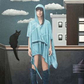Peinture, On the Roof with a Cat, Nataliya Bagatskaya