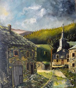 Painting, Old village in my countryside  67 Laforêt, Pol Ledent
