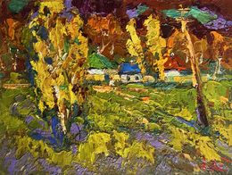 Gemälde, Autumn streets of the village, Oksana Ivanyuk
