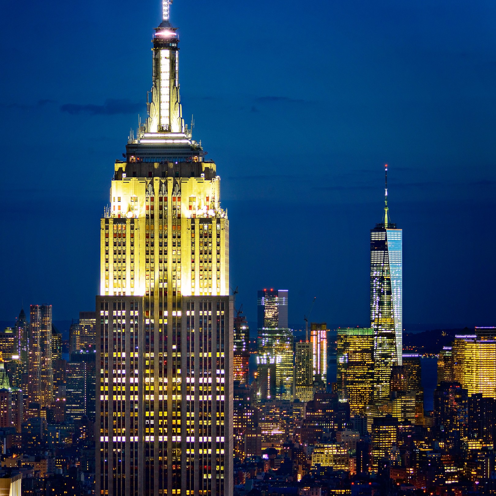 Beyti Barbaros, Empire State Building and One World Trade Center at night Beyti Barbaros, Empire State Building and One World Trade Center at night