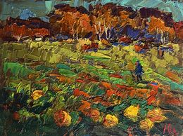 Gemälde, Pumpkins are growing in the garden, Ivanyuk Oleksiy