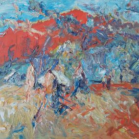 Peinture, Haystacks. Slavsko, Oleksandr Khrapachov