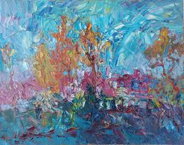 Peinture, By the water. Bortnychi, Oleksandr Khrapachov