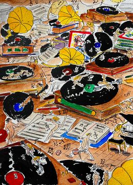 Painting, Can’t spin on broken records, Gabrielle Rul