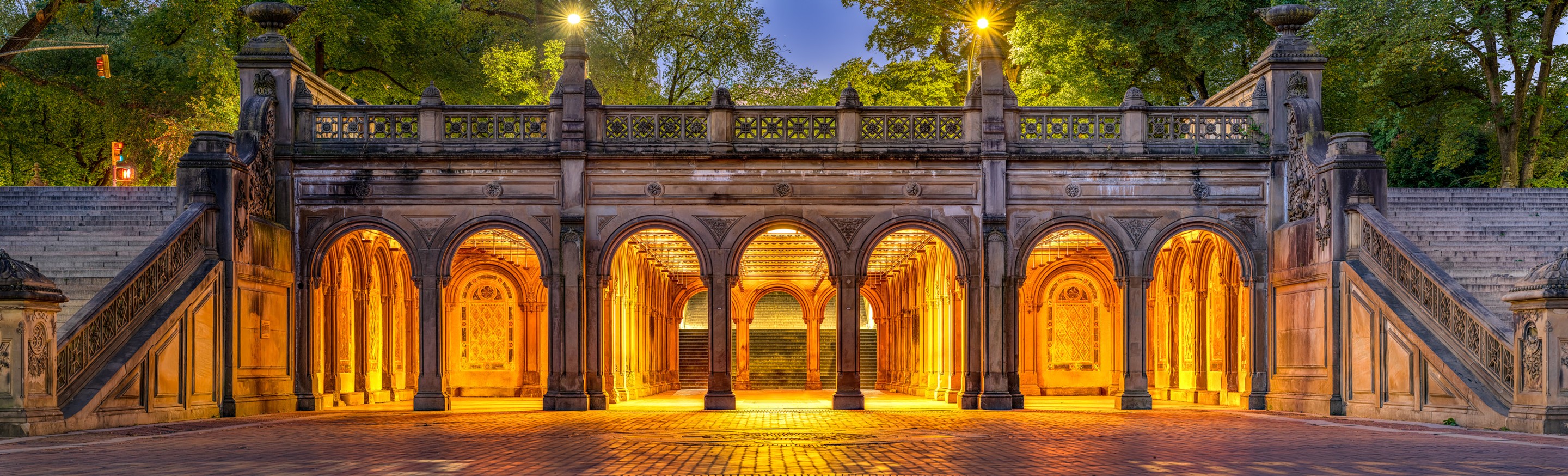 Beyti Barbaros, Panoramic view of Bethesda Terrace in New york City, Central Park at Night Beyti Barbaros, Panoramic view of Bethesda Terrace in New york City, Central Park at Night