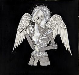 Dessin, Ange à la rose noire, Orphné Achéron