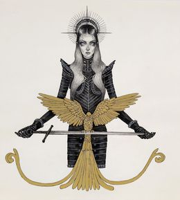 Dessin, Knigt and gold eagle, Orphné Achéron