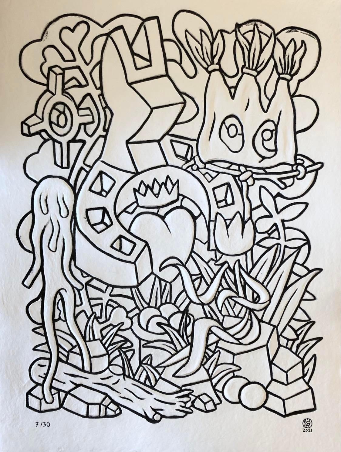 Speedy Graphito, L'amour Roi - aquagravure en noir et blanc Speedy Graphito, L'amour Roi - aquagravure en noir et blanc