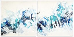 Painting, Beyond the sea #2024 blue abstract, Anita Kaufmann