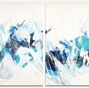 Gemälde, Beyond the sea #2024 blue abstract, Anita Kaufmann