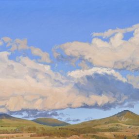 Painting, October 14, clouds on the mountains, evening light, Anne Baudequin