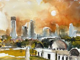 Painting, Evening Skyline: Los Angeles, Daniel Clarke