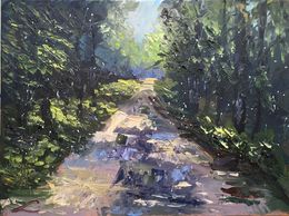 Painting, Forest road in rain, Elena Sokolova