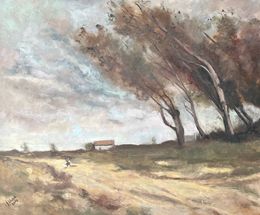 Gemälde, A gust of wind, after Jean-Baptiste-Camille Corot, Gary Westall