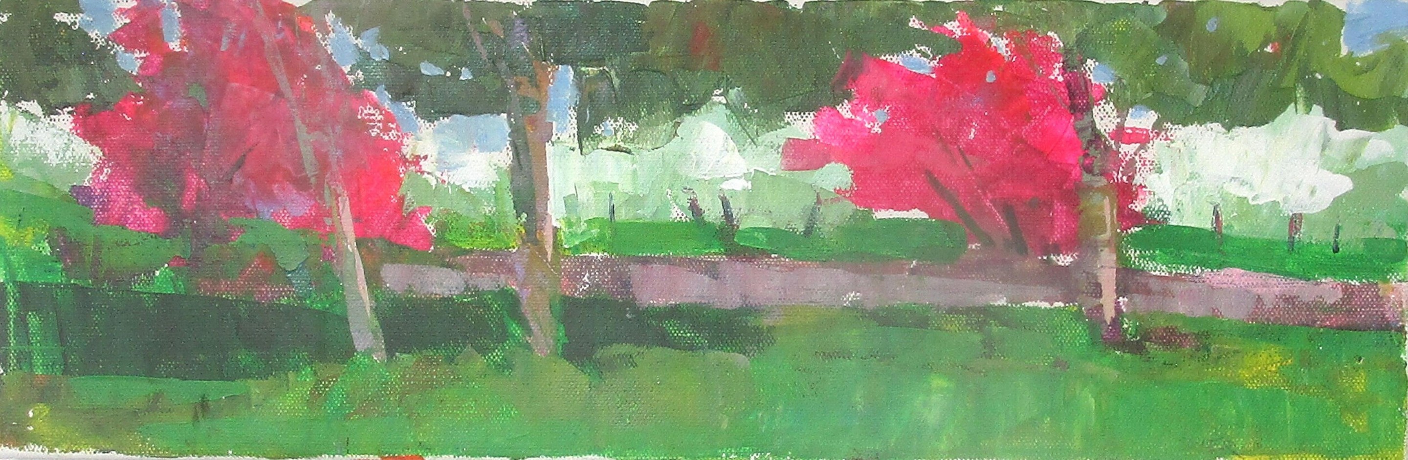 Janet Dyer, Pink Trees and Wall Janet Dyer, Pink Trees and Wall
