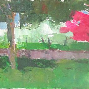 Gemälde, Pink Trees and Wall, Janet Dyer