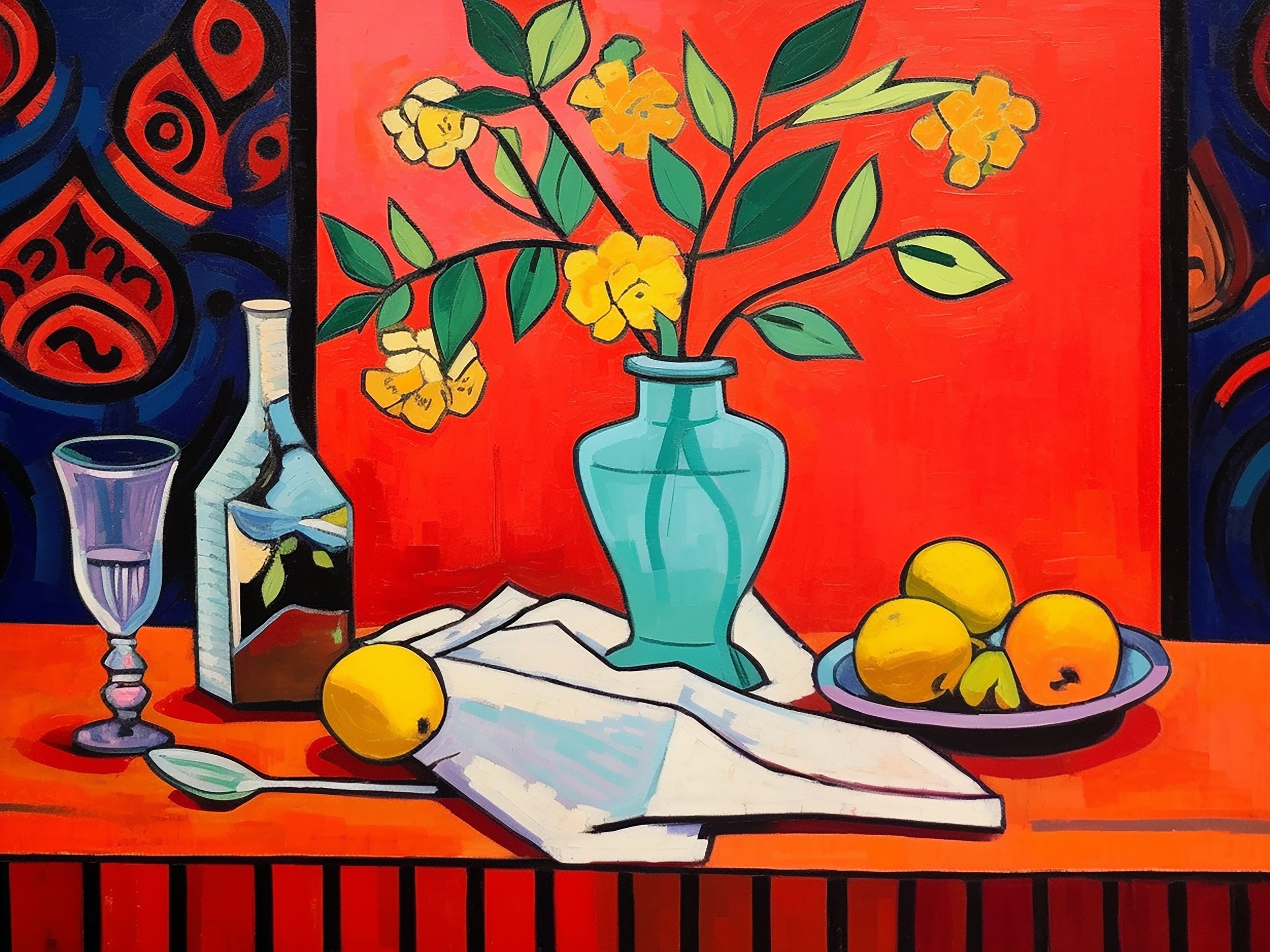 Kosta Morr, Still life with turquoise vase Kosta Morr, Still life with turquoise vase