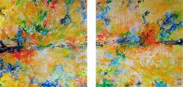Peinture, Abstract Mediterranean Sunset, Susan Wooler