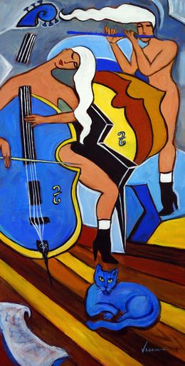 Gemälde, Musicians with Bleu Cat, Valerie Vescovi