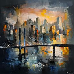 Painting, City night, Pol Ledent