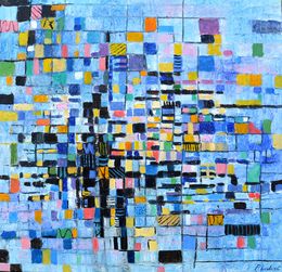 Painting, Colourful chess game, Pol Ledent