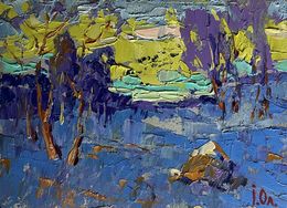 Gemälde, Winter evening with sunset, Ivanyuk Oleksiy