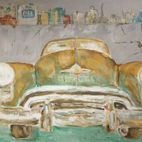 Gemälde, H 164 Oil - Série voitures anciennes, Michel Garnier dit Hush