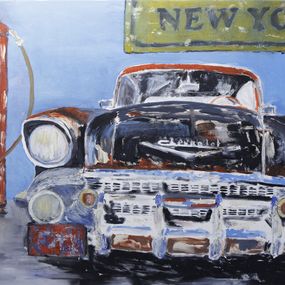 Gemälde, H 167 New York - Série voitures anciennes, Michel Garnier dit Hush