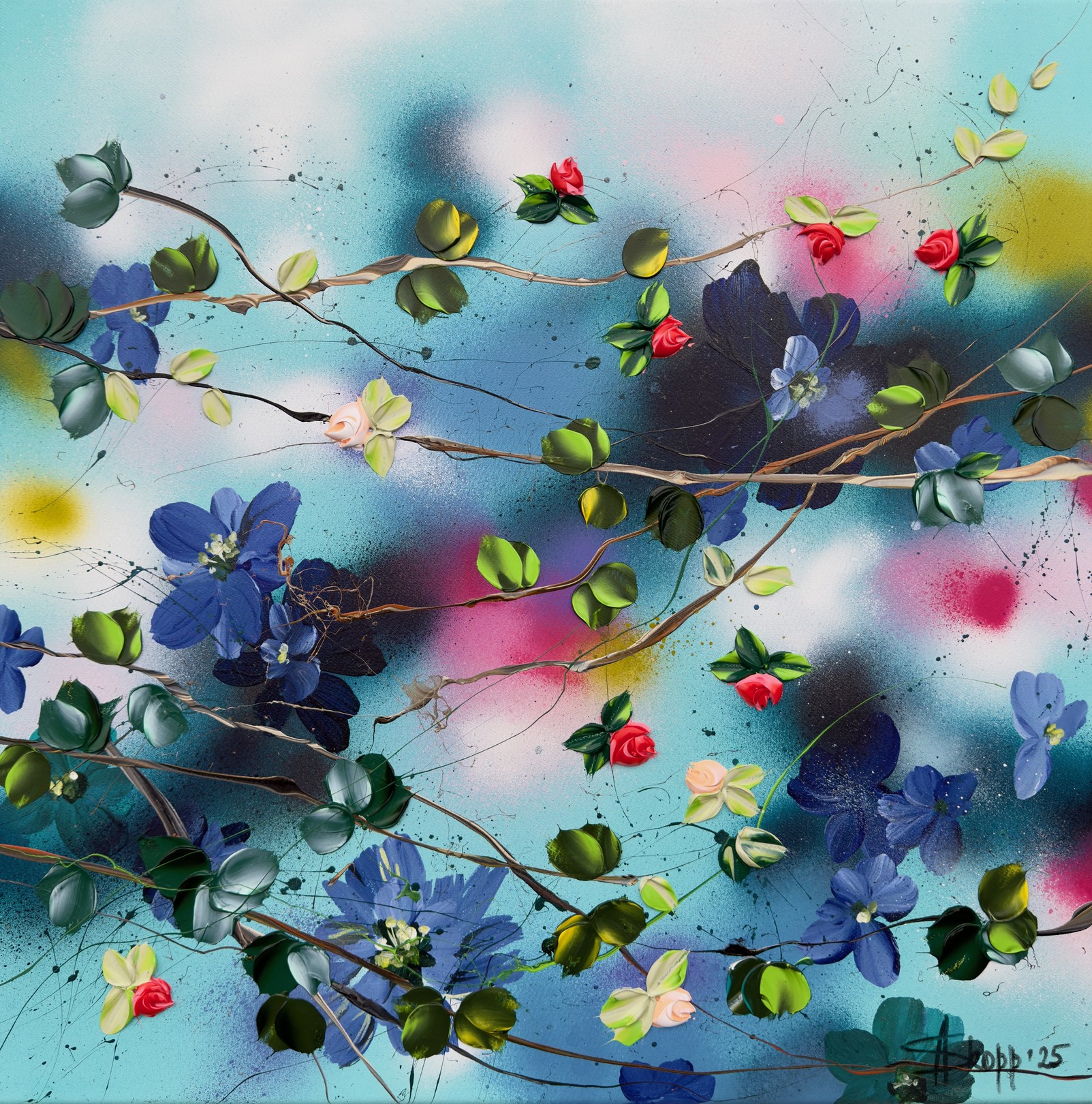 Anastassia Skopp, Roses on a Turquoise Sky Anastassia Skopp, Roses on a Turquoise Sky