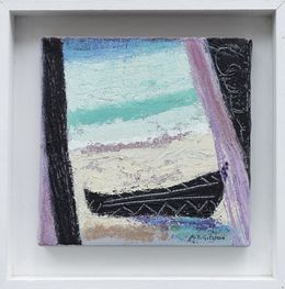 Gemälde, La barque noire - Paysage semi abstrait, Annie-France Giroud