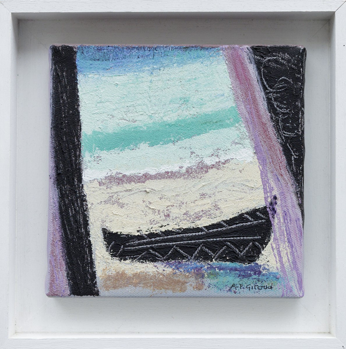 Annie-France Giroud, La barque noire - Paysage semi abstrait Annie-France Giroud, La barque noire - Paysage semi abstrait