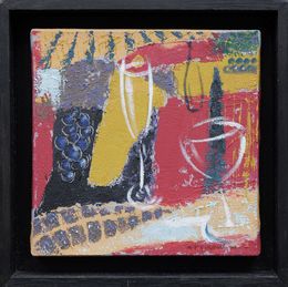 Gemälde, Vigne et vin - Abstraction graphique autour du vin, Annie-France Giroud