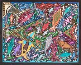 Painting, Fish free for all, Mike Jacobs