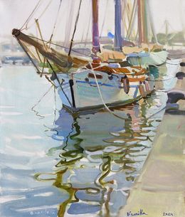 Peinture, Sailboat in Barcelona, Neonilla Medvedeva