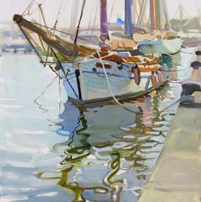 Gemälde, Sailboat in Barcelona, Neonilla Medvedeva