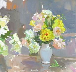 Peinture, Yellow peonies, Neonilla Medvedeva