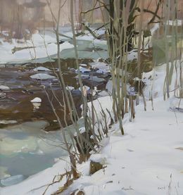 Gemälde, By the river in winter II, Neonilla Medvedeva