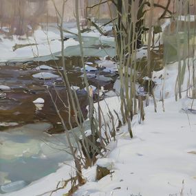 Gemälde, By the river in winter II, Neonilla Medvedeva