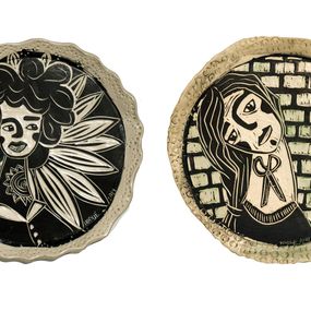 Skulpturen, Inherent Light and Chin Up Diptych, Portrait, Carved Porcelain, Alex Hodge