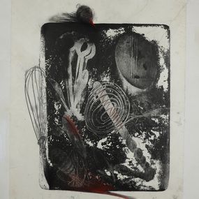 Gemälde, Suite en négatif, bégaiement en noir et rouge, Daniel Nadaud