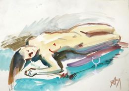 Dessin, Nude with a glass, Anna Lageda