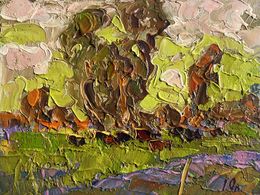 Painting, Lush meadows behind the village, Ivanyuk Oleksiy