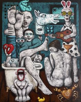 Painting, La tête sous l'eau et les jambes en l'air, Nicolas Monjo