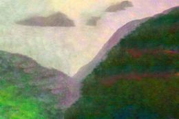 Print, Three Clouds, Angela Cameron