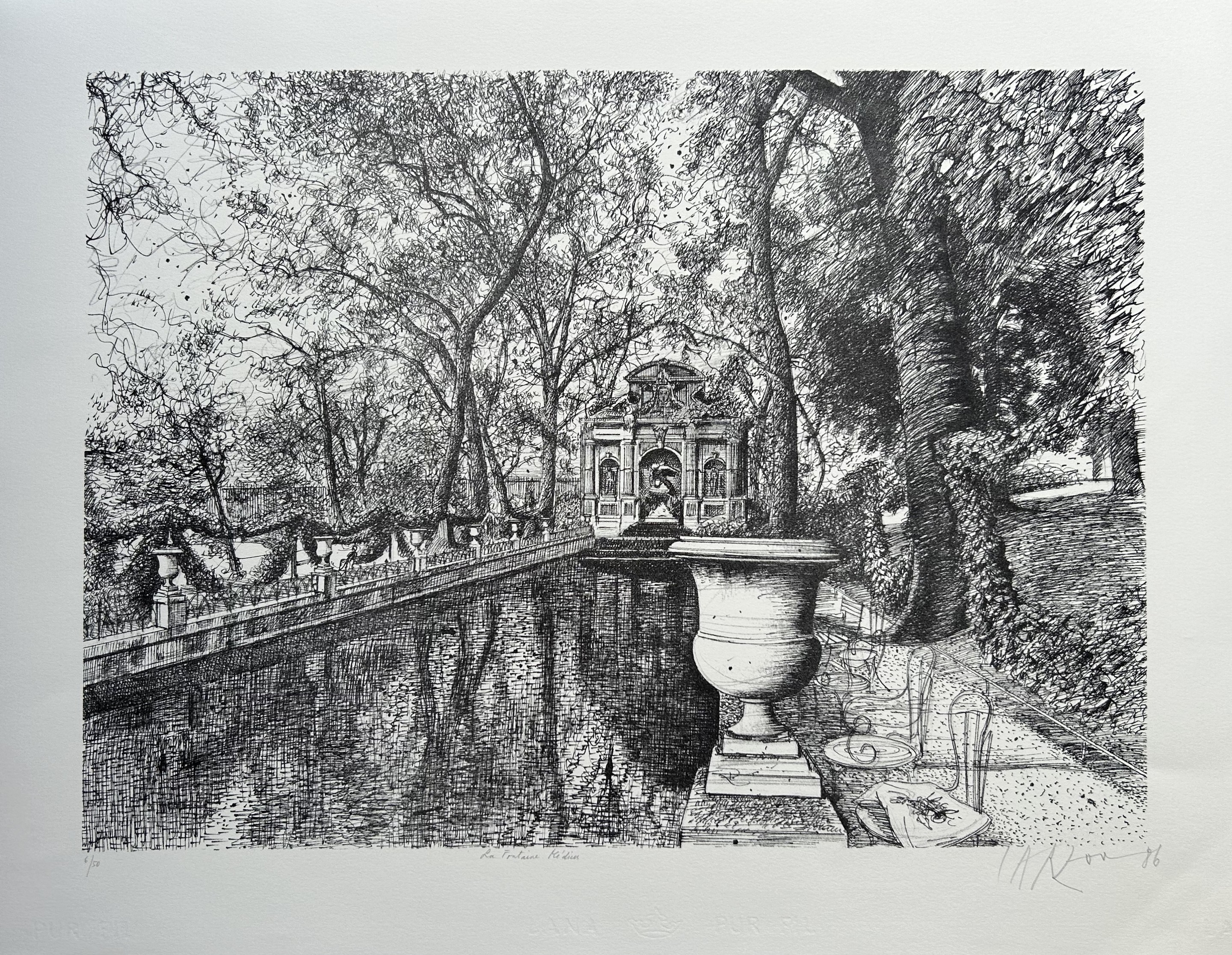 Jean Carzou, La Fontaine Médicis, Paris Jean Carzou, La Fontaine Médicis, Paris