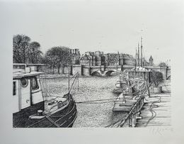 Print, Le Pont-Neuf, Paris, Jean Carzou