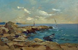 Gemälde, Admire the sunset at sea, Suprunchuk Yuriy