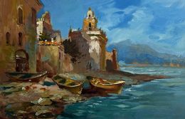 Gemälde, City boats by the sea, Suprunchuk Yuriy